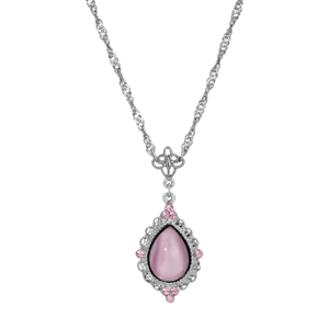 1928 Silver-Tone Purple Moonstone Teardrop Pendant