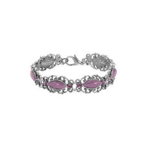1928 Silver-Tone Oval Purple Moonstone Link Bracelet