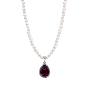 1928 Faux Pearl Bead Purple Teardrop Pendant
