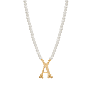 1928 14kt. Gold-Tone Faux Pearl Bead Initial A Pendant