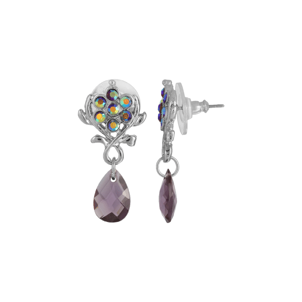 1928 Purple AB Crystal Teardrop Earrings