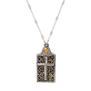 Symbols of Faith 'Bless The Name' Prayer Cross Locket Necklace