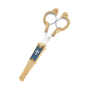 Symbols of Faith Crystal Cross Blue Enamel Scissor Holder
