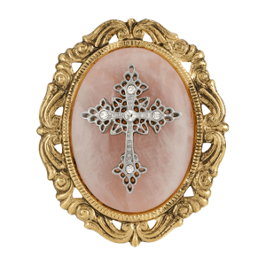 Symbols of Faith 14kt. Gold-Dipped Semi-Precious Brooch - Pink
