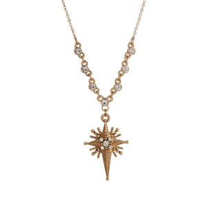 Symbols of Faith Gold-Tone Star of Bethlehem Pendant Necklace