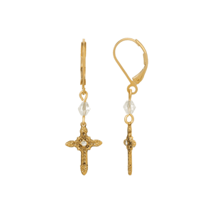 Symbols of Faith 14kt. Gold-Dipped Cross Leverback Earrings
