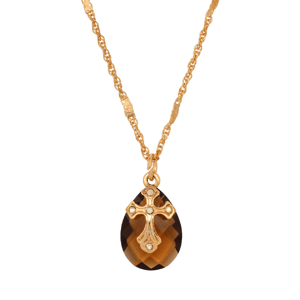 Symbols of Faith 14kt. Gold-Dipped Oval Glass Crystal Necklace