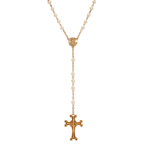 Symbols of Faith 14kt. Gold-Dipped Crucifix & Glass Bead Rosary