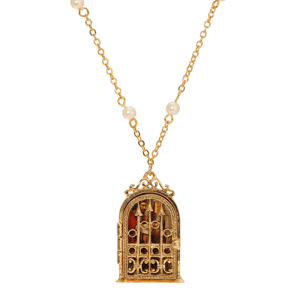 Symbols of Faith Gold-Tone Jesus Locket Faux Pearl Necklace