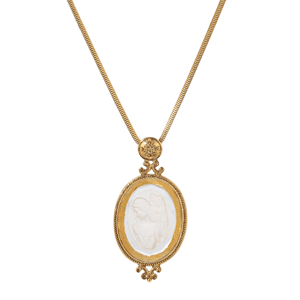 Symbols of Faith 14kt. Gold Dipped Glass Angel Intaglio Necklace