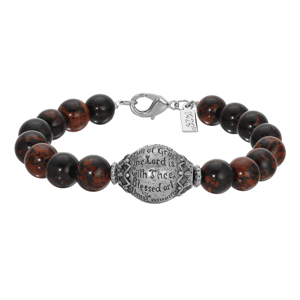 Symbols of Faith Semi-Precious Bead Prayer Bracelet- Brown