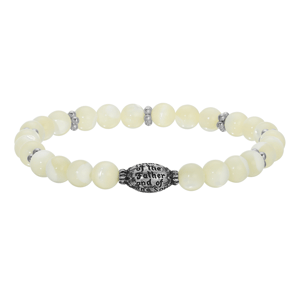 Symbols of Faith Silver-Tone MOP Bead Prayer Bracelet