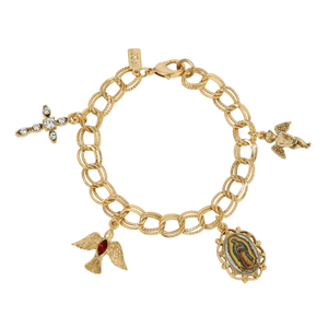 Symbols of Faith Gold-Tone Our Lady of Guadalupe Charm Bracelet