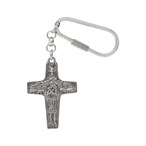 Symbols of Faith Silver-Tone Pope Francis Cross Key Chain