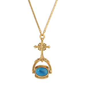 Symbols of Faith 14kt. Gold-Dipped Cross Stone Spinner Necklace