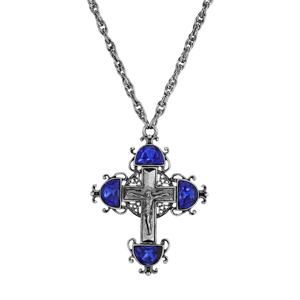 Symbols of Faith Silver Cross Color Crystal Necklace