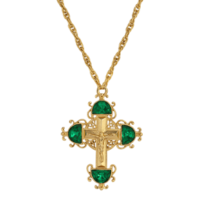 Symbols of Faith Gold-Tone Cross Color Crystal Necklace