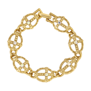 Symbols of Faith Gold-Tone Cross With AB Crystals Bracelet