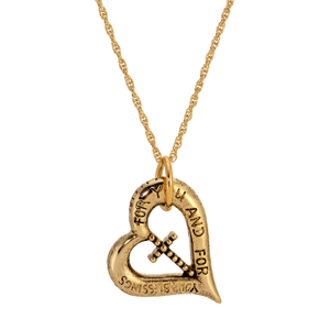 Symbols of Faith Gold-Tone Heartfelt Blessings Cross Necklace