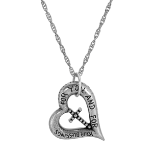Symbols of Faith Silver-Tone Heartfelt Blessings Cross Necklace