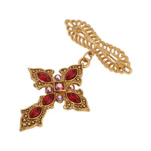 Symbols of Faith Gold-Tone Crystal Cross Pin