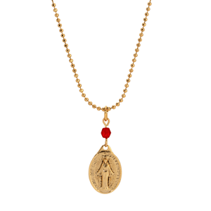 Symbols of Faith Oval Miraculous Medal Charm Bead Necklace