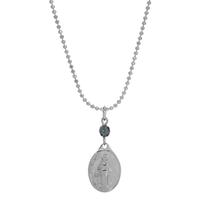 Symbols of Faith Oval Miraculous Medal Charm Bead Necklace