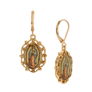 Symbols of Faith Our Lady of Guadalupe Decal Leverback Earrings