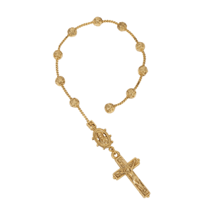 Symbols of Faith Gold-Tone Crucifix Hand Rosary