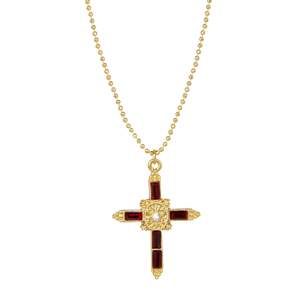 Symbols of Faith 14kt. Gold-Dipped Red Crystal Cross Pendant