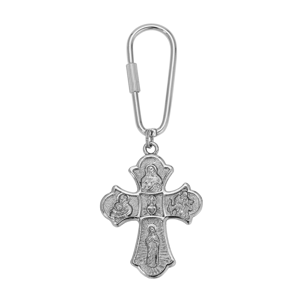 Symbols of Faith Silver-Tone Botonee Cross Key Chain