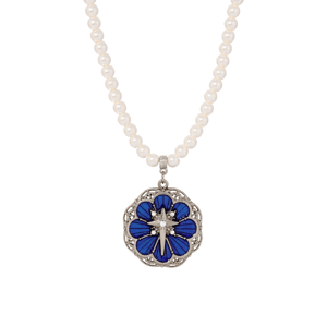 Symbols of Faith Silver-Tone Star of Bethlehem Pearl Necklace