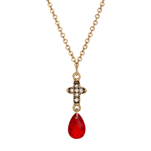 Symbols of Faith Gold-Tone Crystal Cross Briolette Necklace