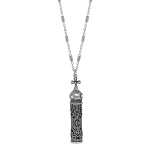 Symbols of Faith Silver-Tone Holy Water Vial Necklace