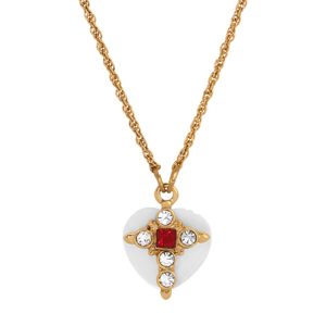 Symbols of Faith 14kt. Gold-Dipped MOP Heart Necklace