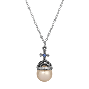 Symbols of Faith Silver-tone Globus Cruciger Cross Necklace