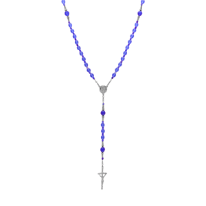 Symbols of Faith Blue Bead Virgin Mary Crucifix Rosary