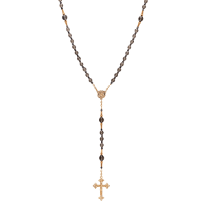 Symbols of Faith Black Diamond Bead Virgin Mary Crucifix Rosary