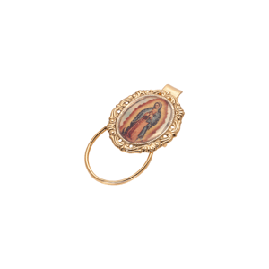 Symbols of Faith Gold-Tone Our Lady of Guadalupe Badge Holder