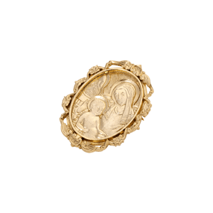 Symbols of Faith Gold-Tone Virgin Mary & Child Etched Pin