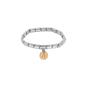 Symbols of Faith Silver-Tone Miraculous Medal Charm Bracelet