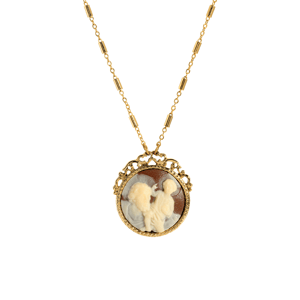 Symbols of Faith Gold-Tone St. Christopher & Child Cameo Necklace