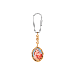 Symbols of Faith Gold-Tone Oval Spiritual Decal Key Chain