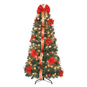 Puleo International 6ft. Pre-Lit Pop-Up Adorned Christmas Tree