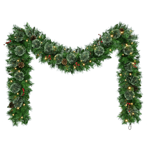 Puleo International 9ft. LED Warm White Artificial Pine Garland