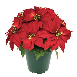 Puleo International 22in. Pre-Lit Potted Red Poinsettias