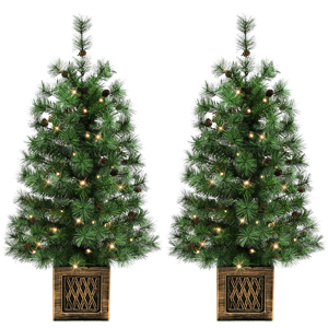 Puleo International 3.5ft. LED Potted Christmas Trees - Set of 2