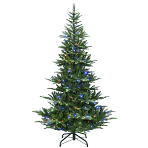 Puleo International 7.5ft Pre-Lit LED Mountain Fir Christmas Tree