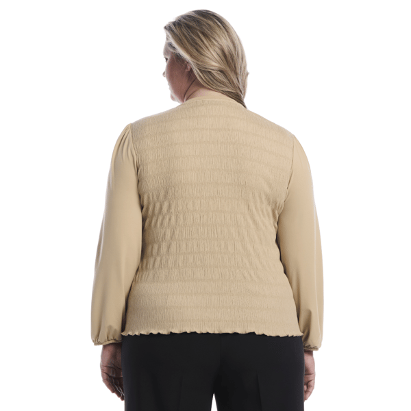 Plus Size Rafaella(R) Long Sleeve Smocked Solid Blouse alternate view