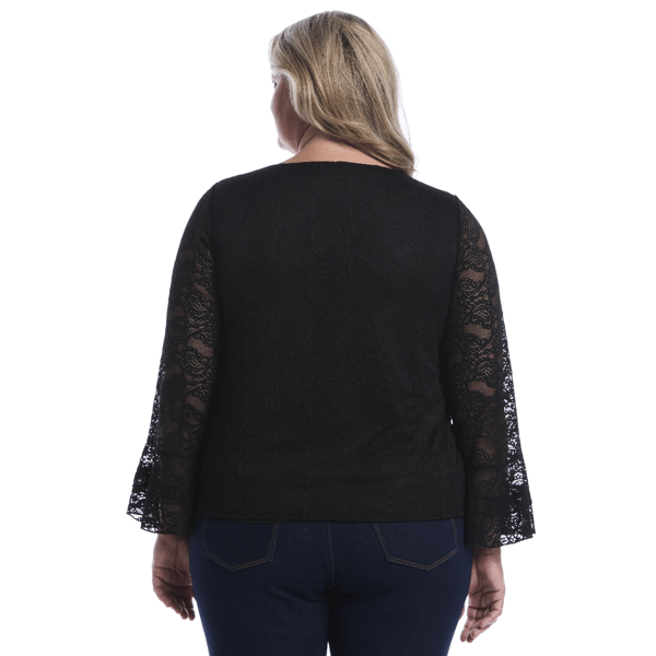 Plus Size Rafaella(R) Long Lace Ruffle Sleeve Blouse alternate view
